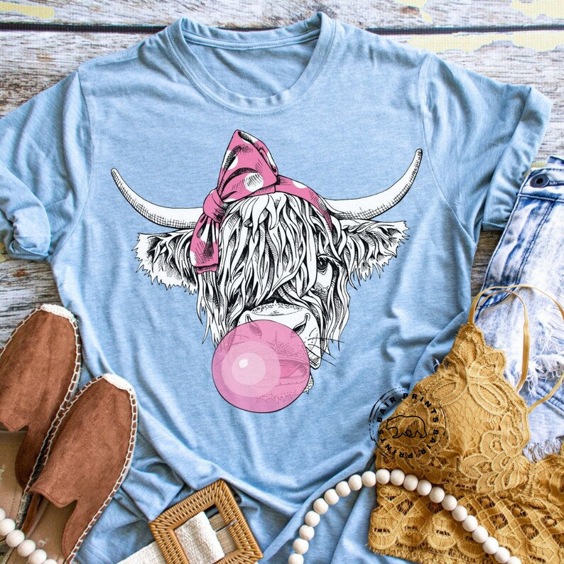 Cow bubble gum tee