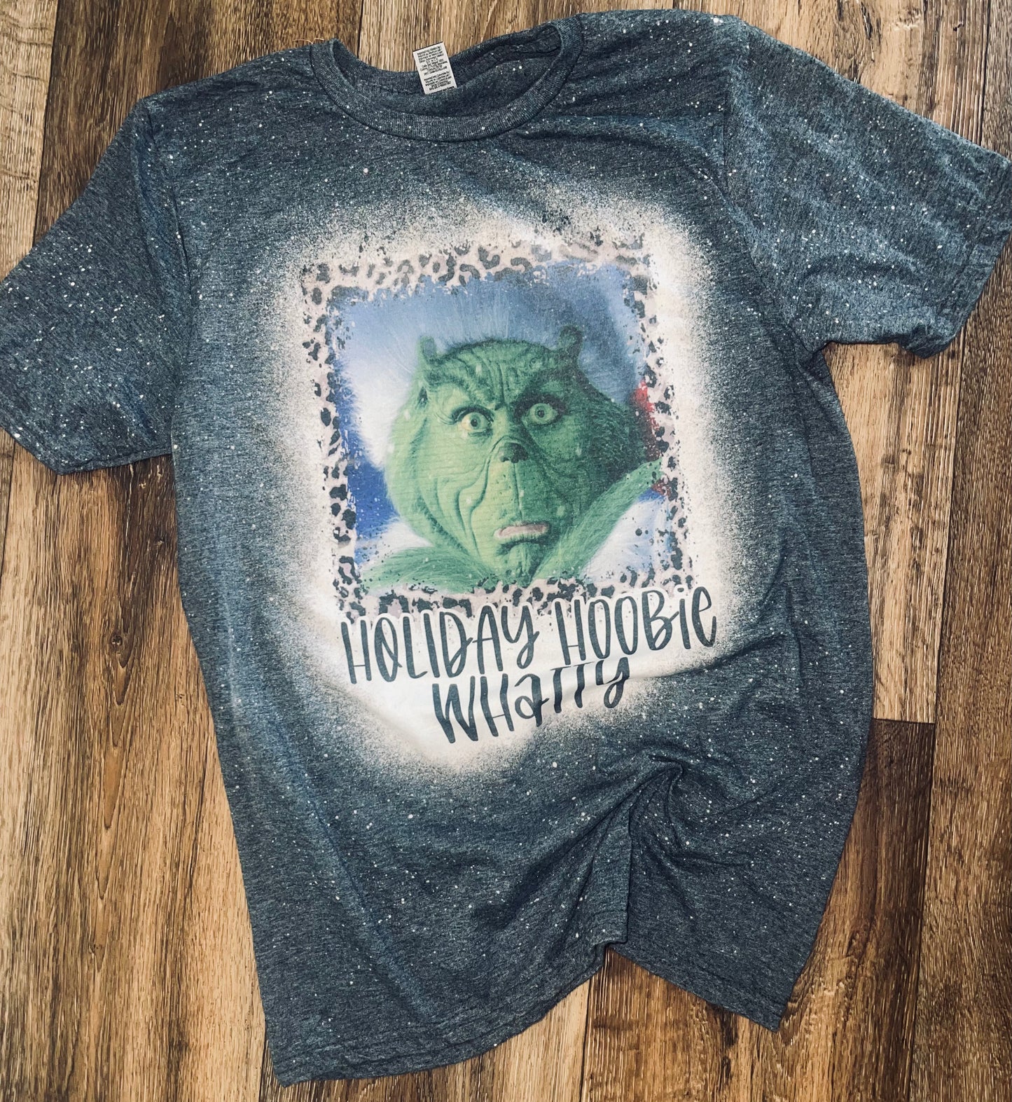 Grinch holiday hoobie whatty bleached tee