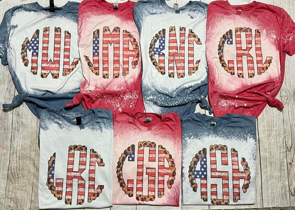 American flag monogram tee