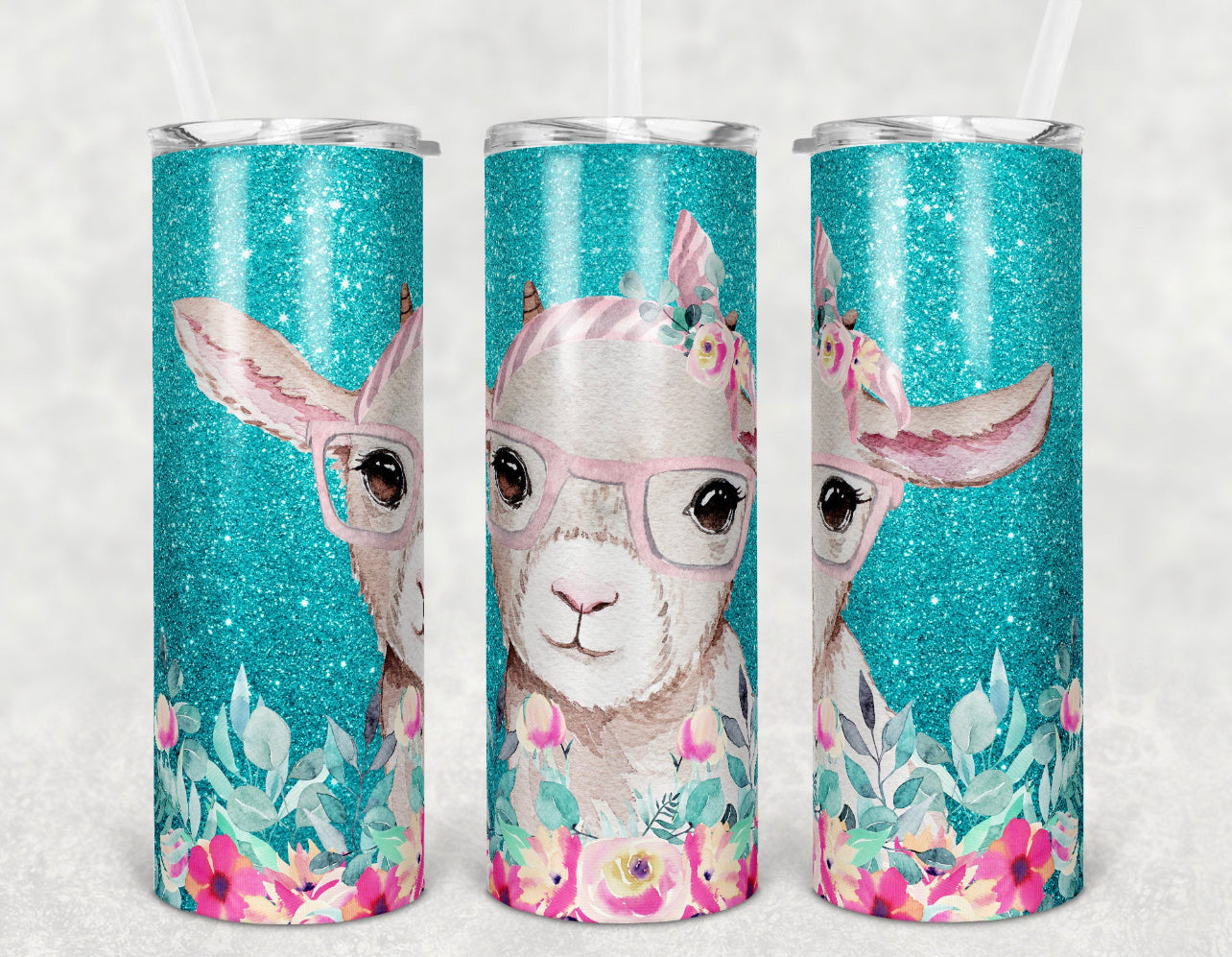 Teal goat tumbler