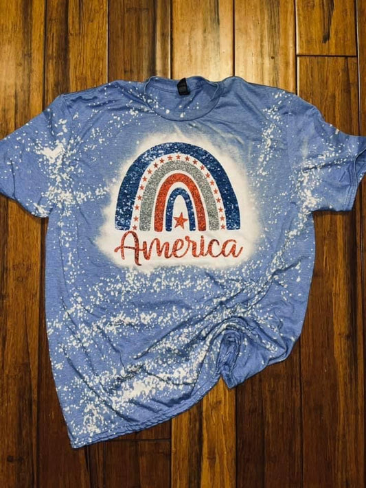 America rainbow glitter tee