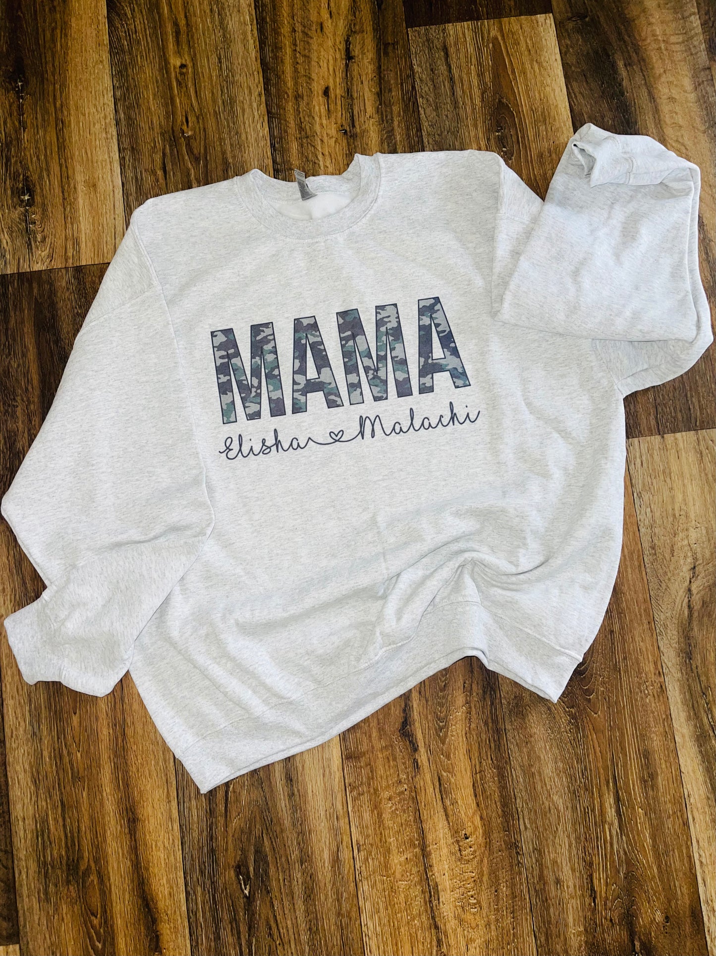Camo mama sweatshirt with custom names