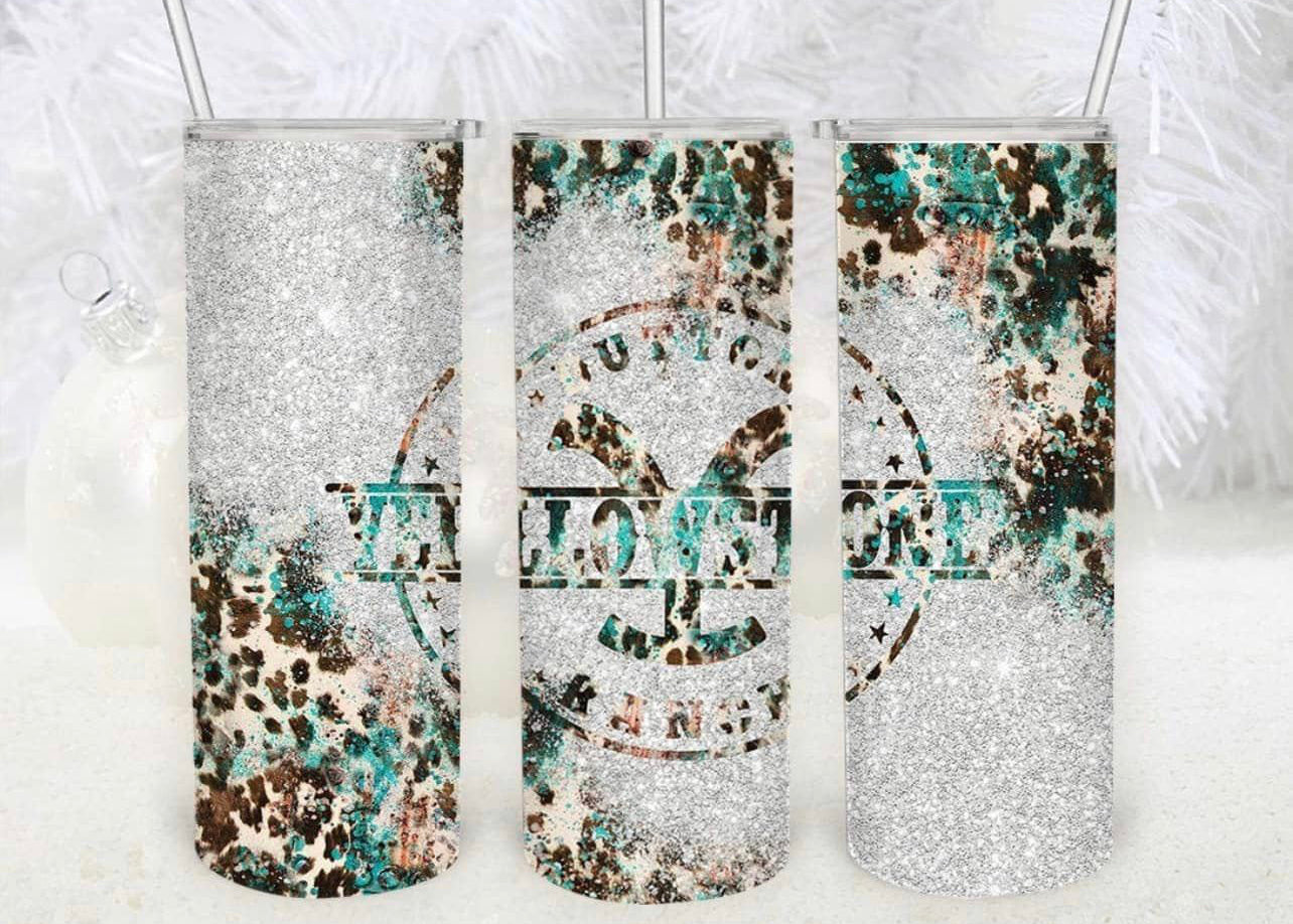 Yellowstone leopard teal tumbler