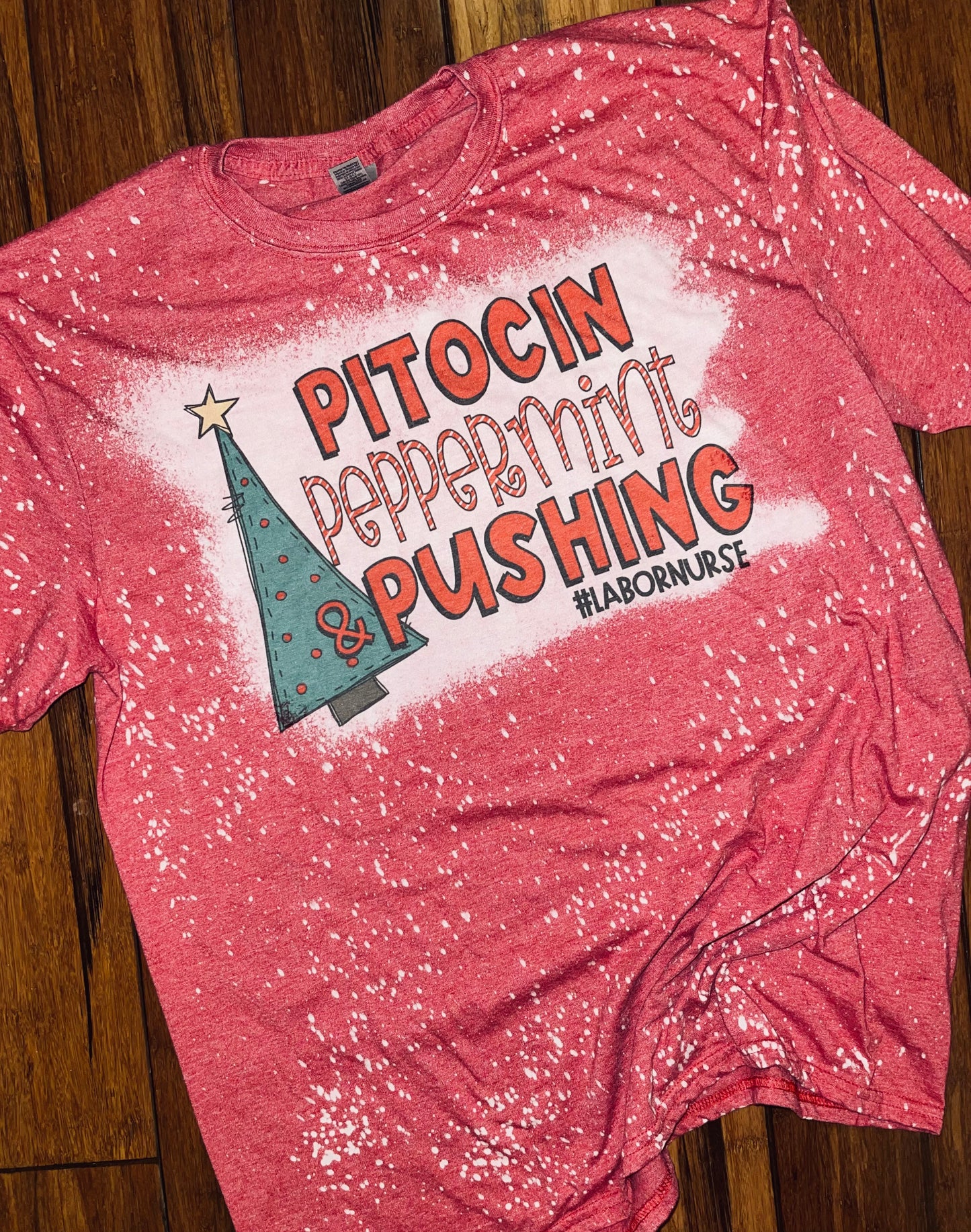 Labor nurse Christmas bleached tee