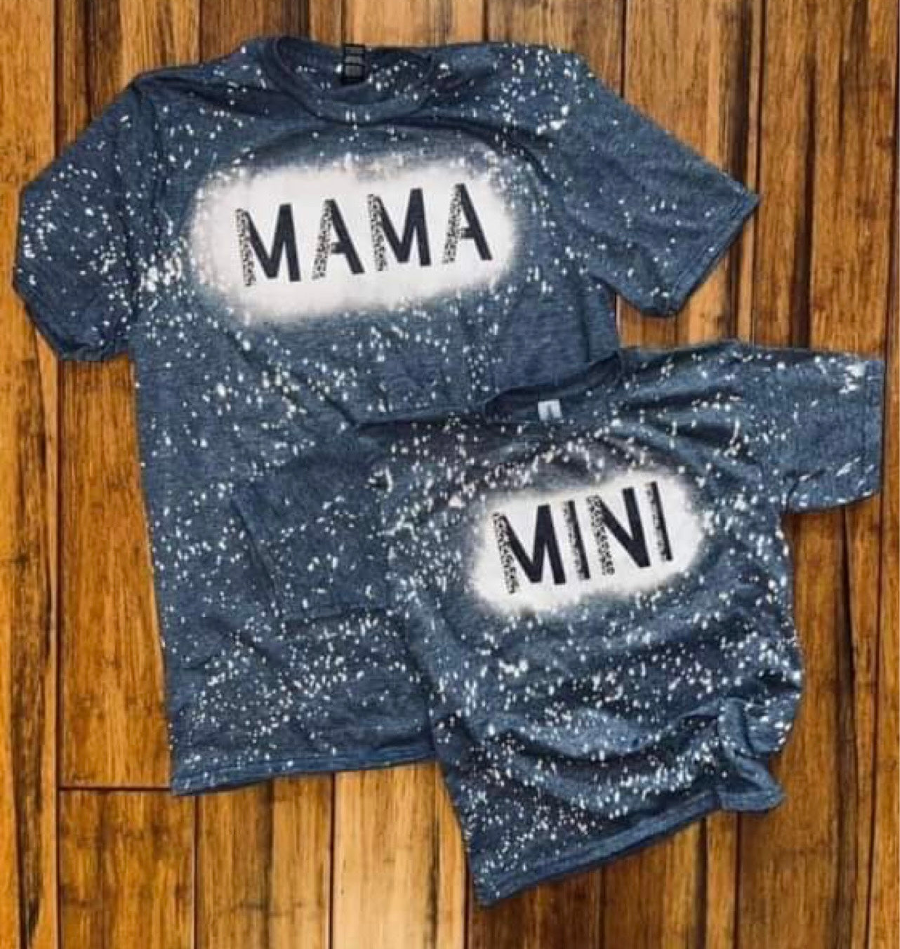 MAMA and MINI bleached tees
