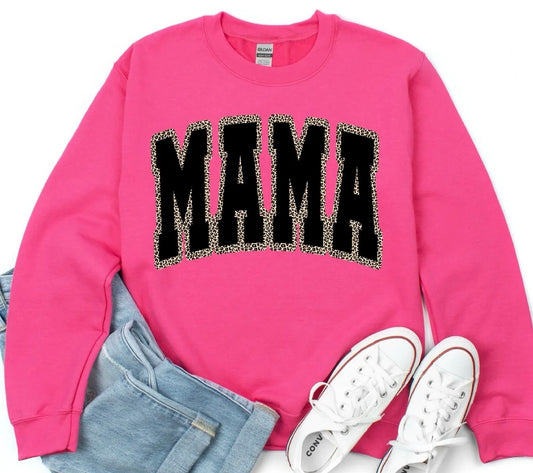 Mama varsity leopard sweatshirt