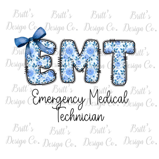 EMT blue floral shirt