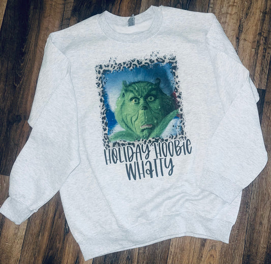 Grinch holiday hoobie whatty bleached tee