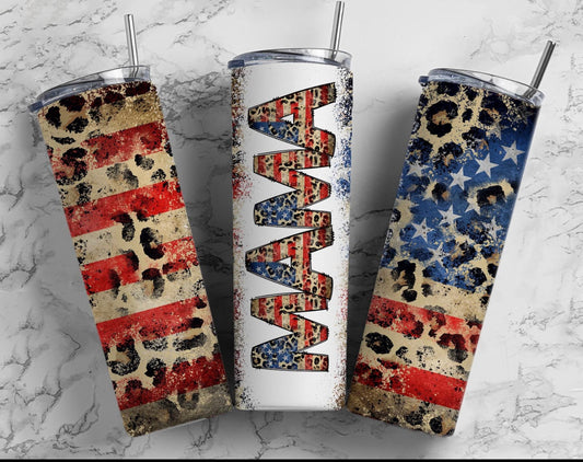 Mama American flag tumbler