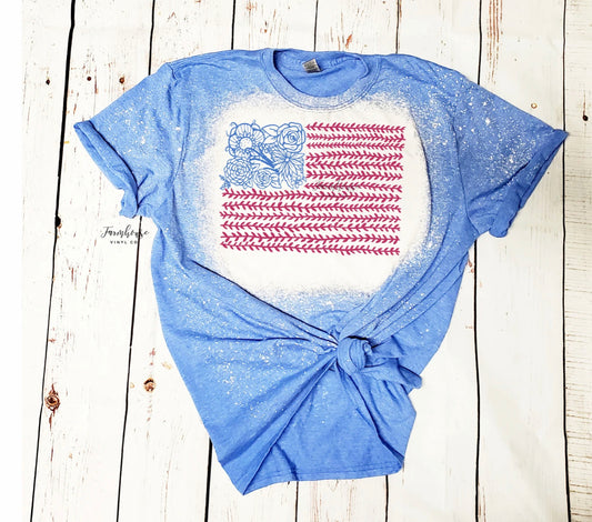 Floral American flag bleached tee