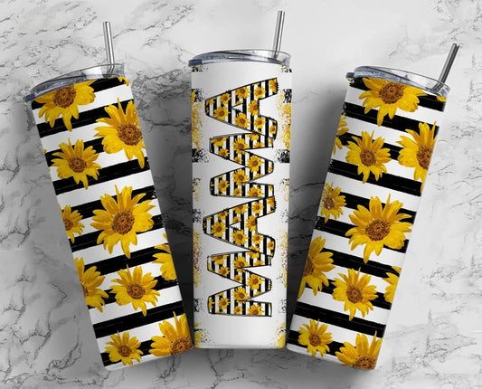 Black stripe sunflower tumbler