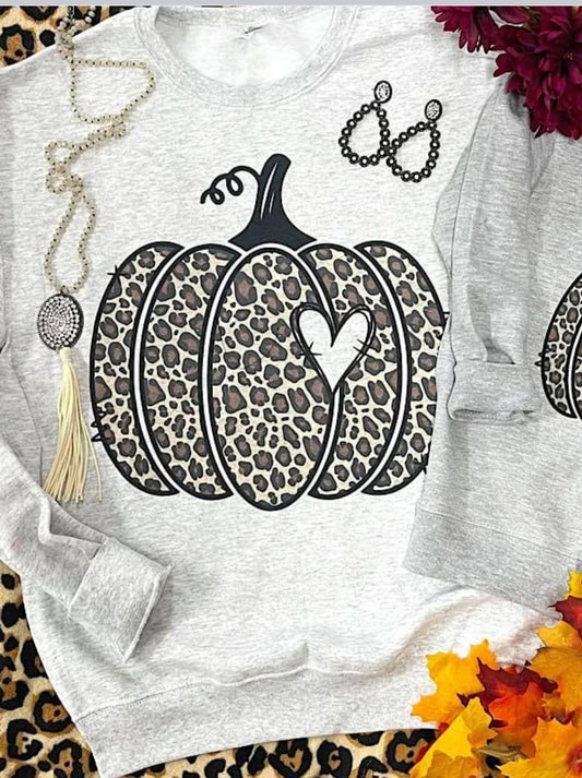 Leopard and heart pumpkin sweatshirt