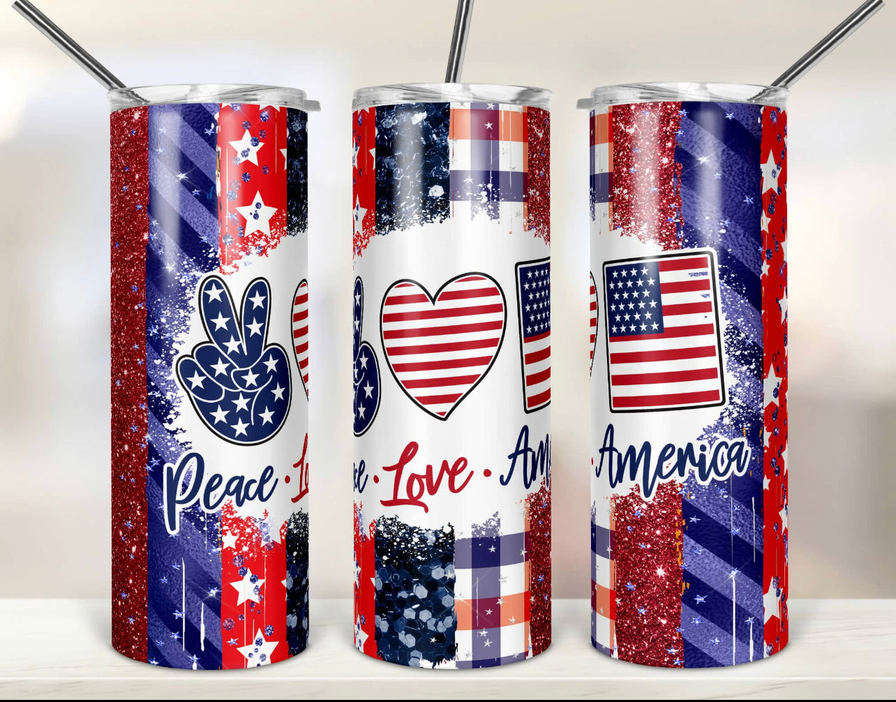 Peace love America tumbler