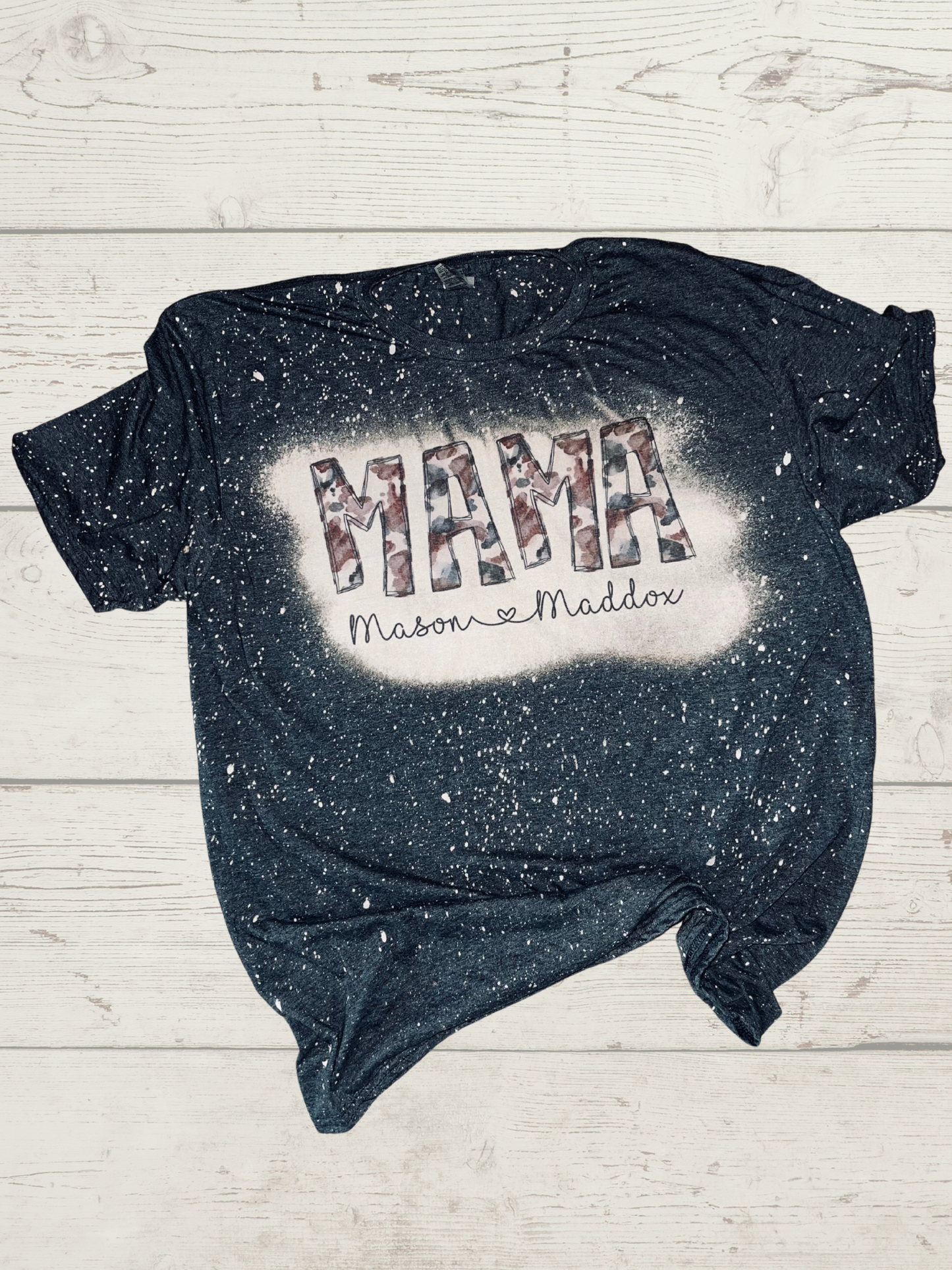 MAMA cow print shirt with custom names