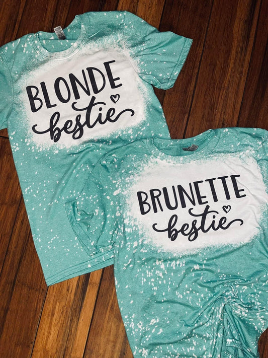 Blonde and brunette bestie bleached shirts