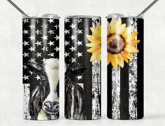 Flag with cow and sunflower tumbler