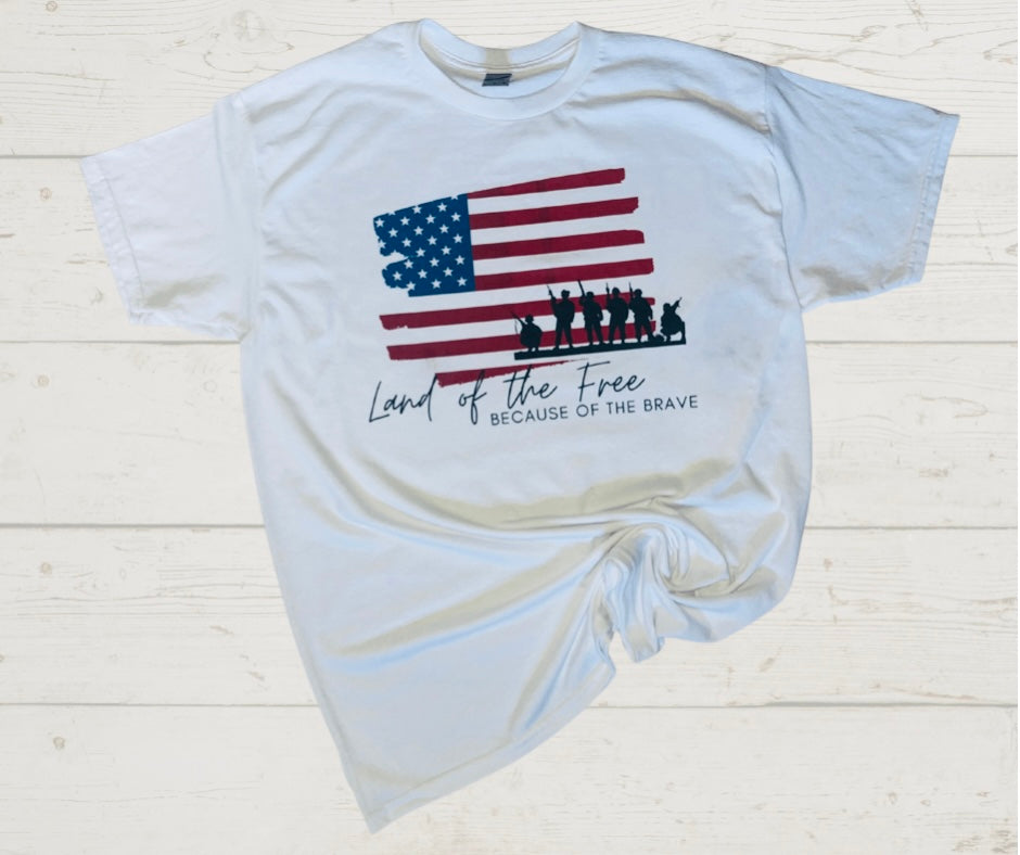 Land of the free because of the brave tee