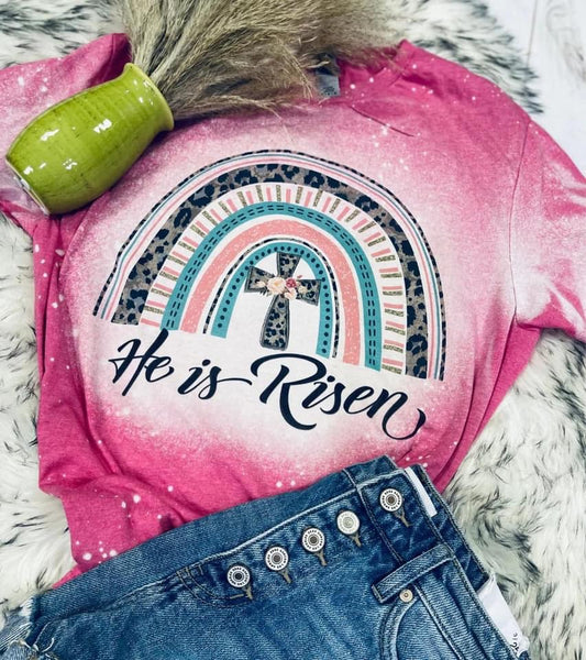 He is risen rainbow tee