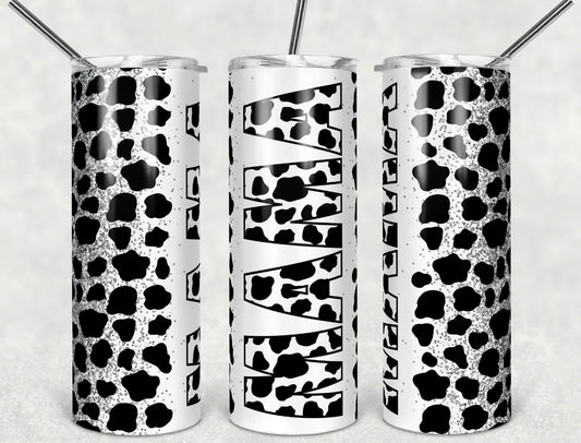 Mama cow print tumbler