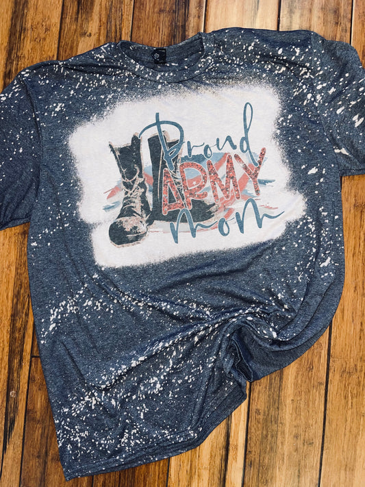 Proud army mom bleached tee