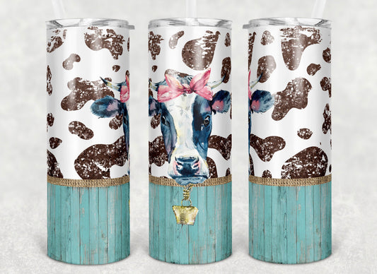 Teal cow tumbler