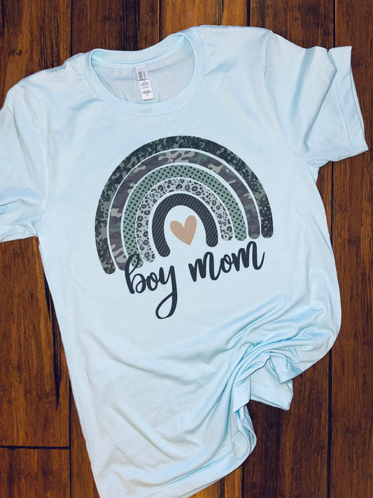 Rainbow boy mom tee