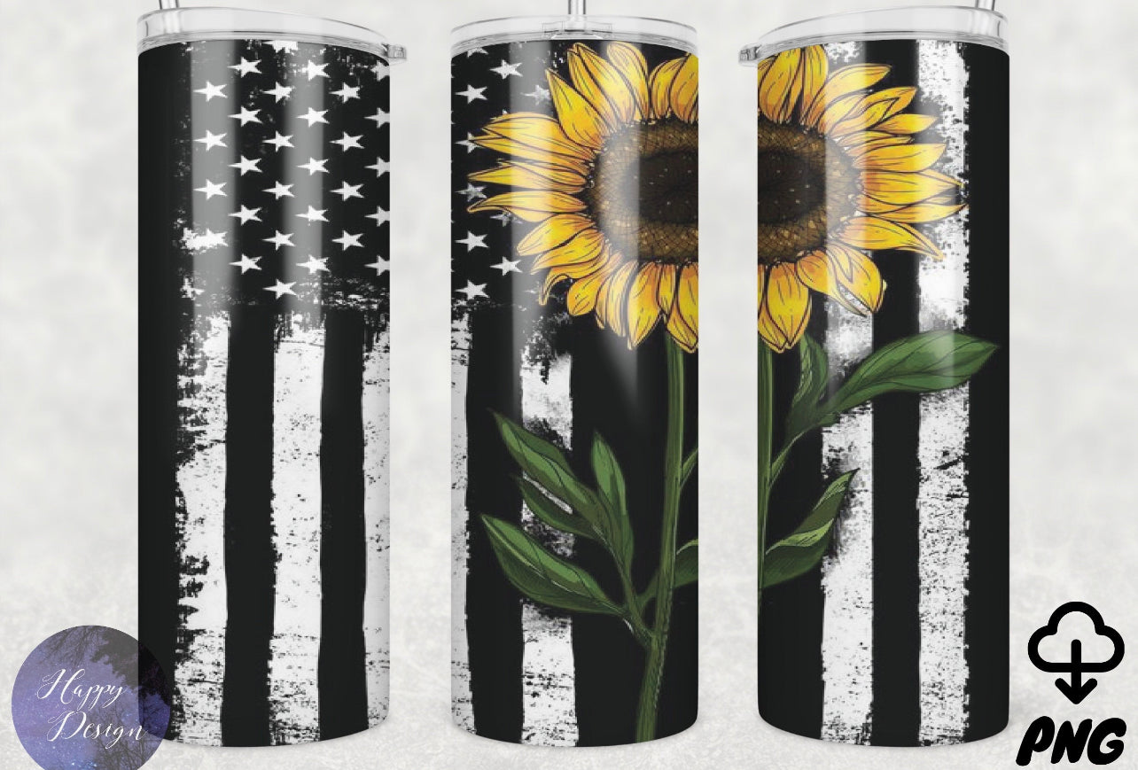 Sunflower flag tumbler