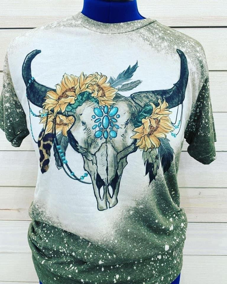 Sunflower skull tee