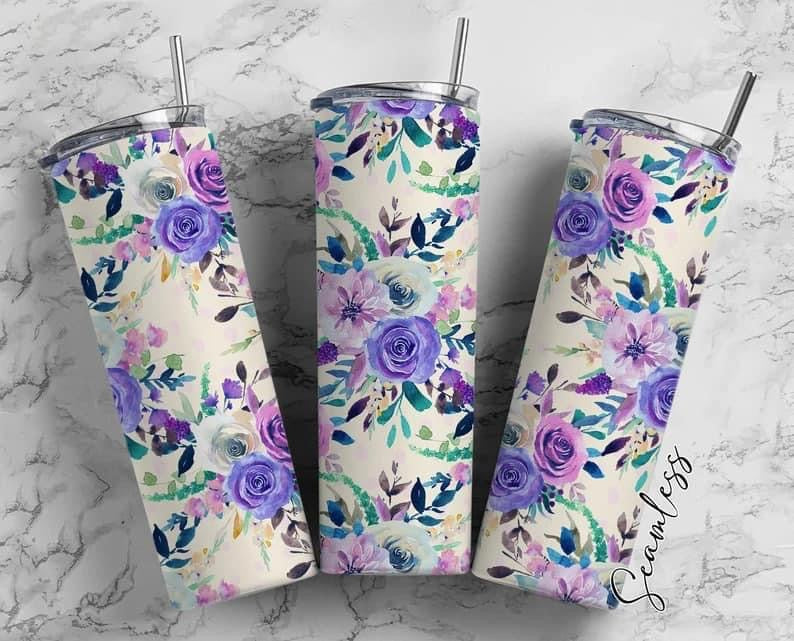 Purple flower tumbler