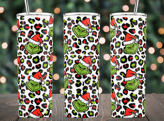 Grinch leopard tumbler