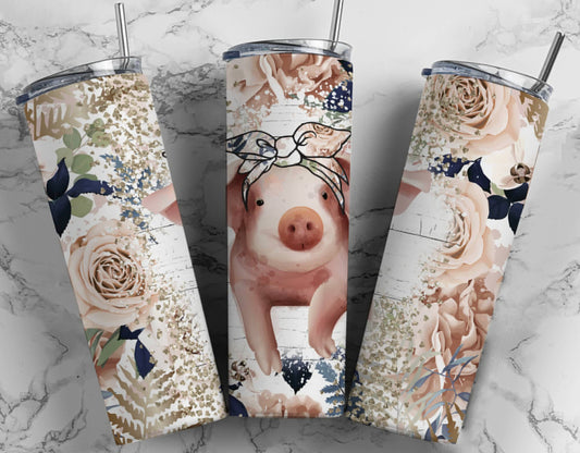 Floral pig tumbler