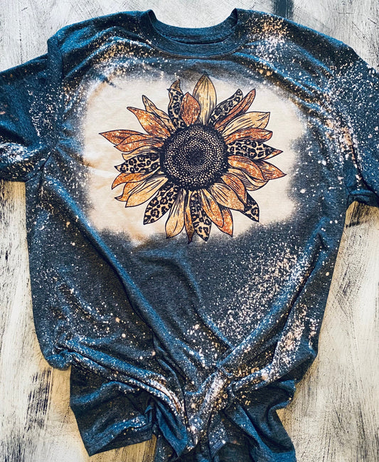 Leopard print sunflower tee