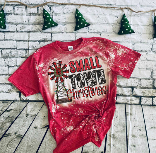 Small town Christmas bleached tee