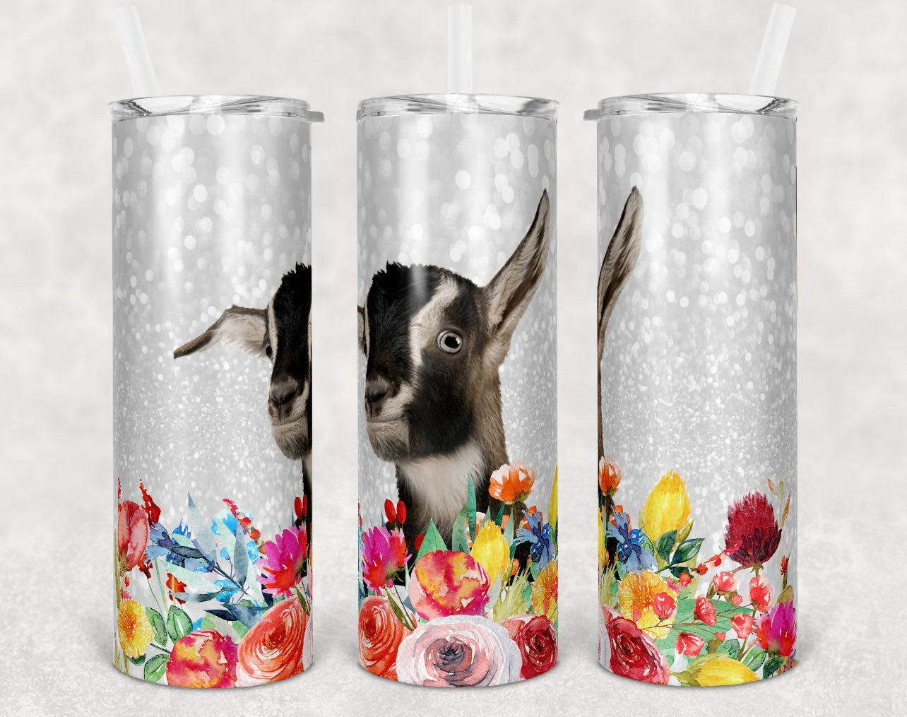 Floral goat tumbler